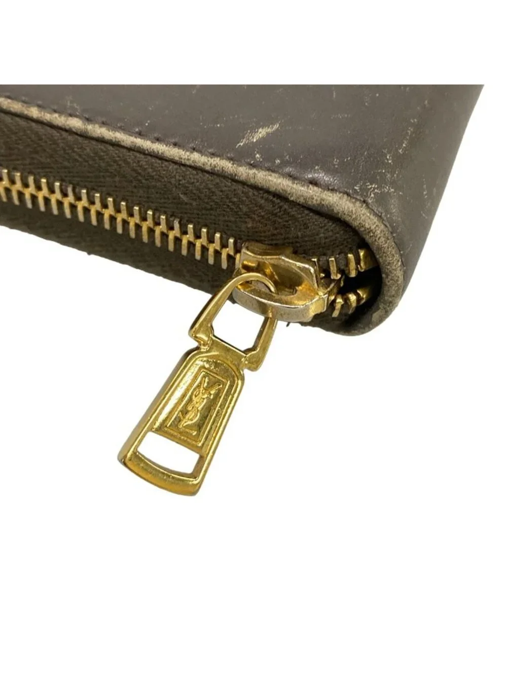 Saint Laurent Yves Rive Gauche Wallet Dark Gray Zip Around Leather - Picture 10 of 10